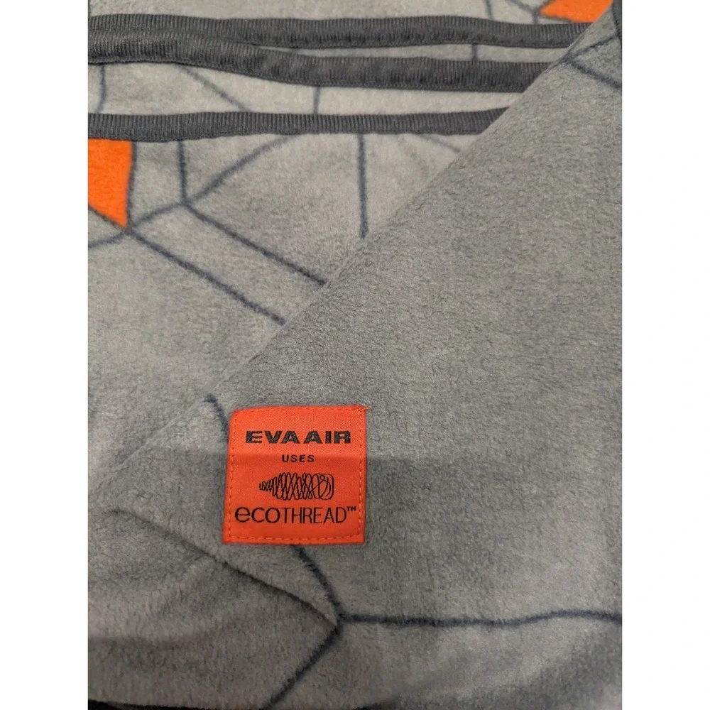 EVA AIR blanket 60 x 38  Ecothread Gray Geometric Fleece Cabin orange soft car